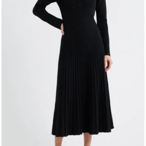 Penny Embellished Collar Pleated Long Sleeve Cashmere Sweater Dress Elie Tahari