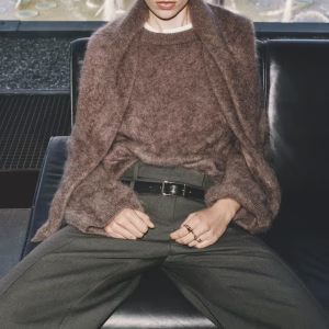 Brushed Wool Sweater with Scarf