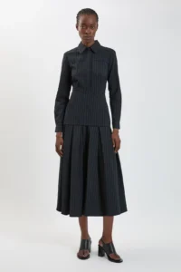 Karen Millen Tailored Pinstripe Collared Maxi Dress