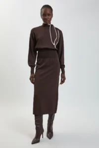 Karen Millen Knitted Neck Tie Detail Midi Dress
