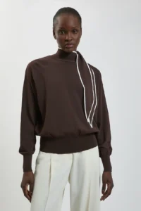 Karen Millen Knitted Viscose Neck Tie Jumper