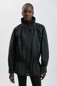 KarenMillen Trench Check Mix Funnel Neck Bomber Jacket