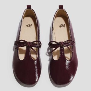 Bow-Detail Mary Janes Dark red