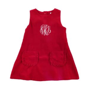 Classic Whimsy Red Corduroy Graycen Jumper Dress