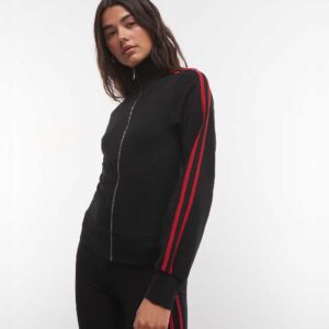 COLLUSION funnel neck zip through track top in black set