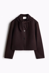Scarf-Collar Twill Jacket