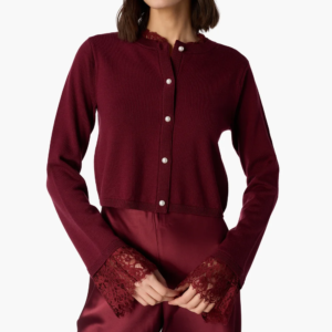 Eliana Cardigan Deep Plum Lightweight Wool Blend