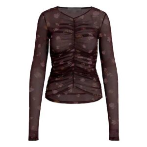 Favorite Daughter Ruched Sheer Stretch Mesh Top