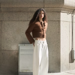 Mohair-Blend Cardigan with Shoulder Pads