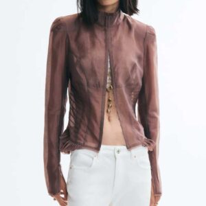 Fitted Shoulder-Pad Blouse Dusty purple