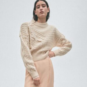 H&M Studio Cable-Knit Shoulder-Pad Sweater