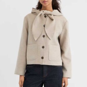 Hooded Scarf Jacket Dark Sand Melange