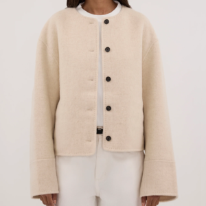 Jaclyn Ivory Marle Cropped Wool Blend Coat