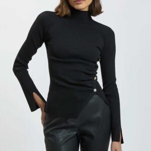 KarenMillen Asymmetric Fastening Viscose Knit Jumper