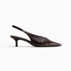 Kitten-Heeled Slingbacks Dark brown