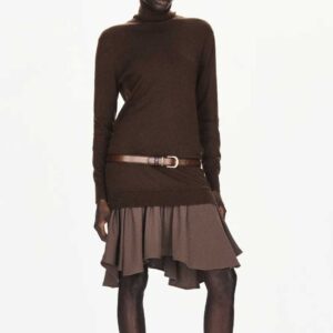 Knit combination dress Chocolate