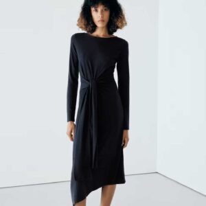 Knitted dress with tie detail Navy