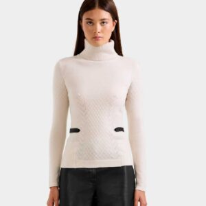 LAURA WOMEN'S POINTELLE KNIT WOOL & CASHMERE TURTLENECK