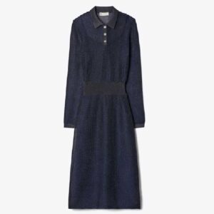 METALLIC POLO DRESS black / blue shimmer