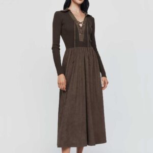 Moon River Twofer Lace Up Midi Dress