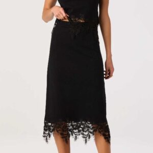Nadine Lace-Hem Midi Skirt
