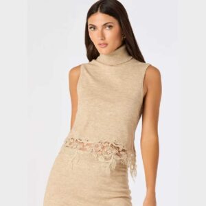 Nadine Lace-Hem Turtleneck Top