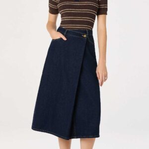 Pearl Denim Midi Skirt