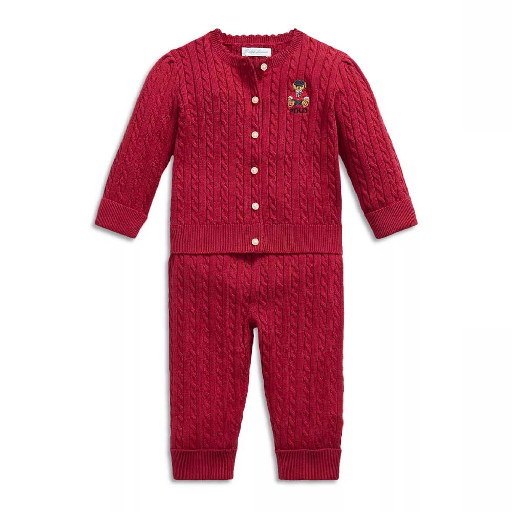 Ralph Lauren Girls' Polo Bear Cotton Sweater & Pants Set