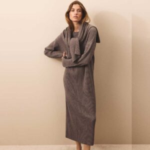 Rib-Knit Dress Taupe