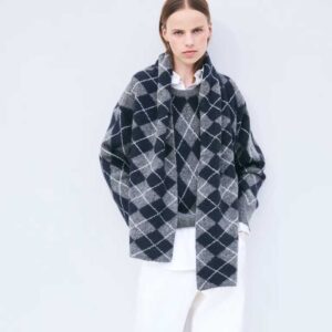 Scarf-Detail Sweater Dark gray/argyle