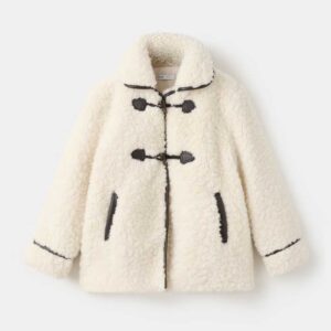 Shearling-effect coat Ecru