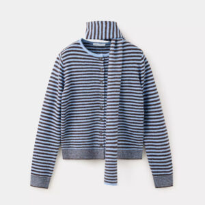 Striped cardigan with detachable scarf
