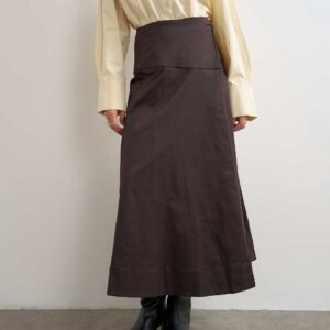 Topshop wrap waistband detail trench skirt in chocolate