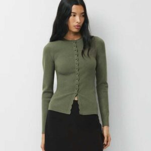 Wilfred Shelly Cardigan - Wonder Yarn laurel olive