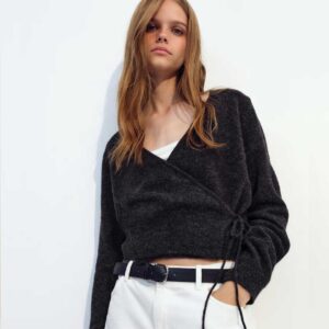 Wrap Cardigan Dark gray melange