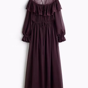 Lace-Detail Chiffon Dress