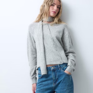 JJXX scarf cardigan in light gray