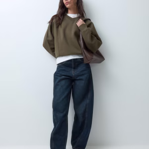 ASOS DESIGN batwing seam detail V-neck sweater in khaki