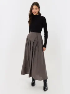 Threadbare Grey Envelope Waist Midaxi Skirt