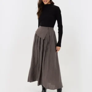 Threadbare Grey Envelope Waist Midaxi Skirt
