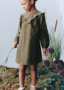 Corduroy dress with ruffle detail