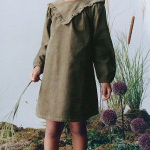 Corduroy dress with ruffle detail
