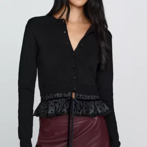 Maeve Cardigan & Polka Dot Mesh Blouse Twofer