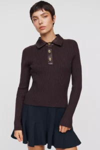 Central Park West Turnlock Polo Sweater