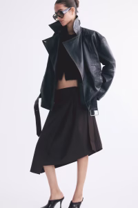 Asymmetric Belt-Detail Skirt