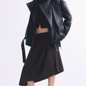 Asymmetric Belt-Detail Skirt