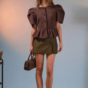 Puff Sleeve Peplum Knit Top