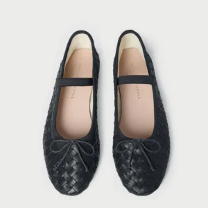 Leonie Black Woven Ballet Flat