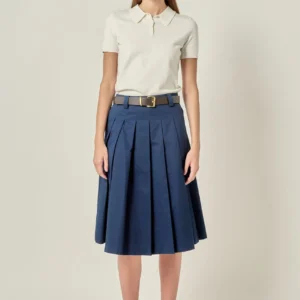 Low Waist Pleated Midi Skirt