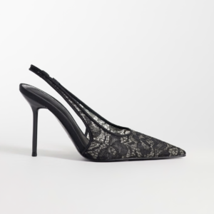 ASOS DESIGN Pronto stiletto slingback high heeled shoes in black lace